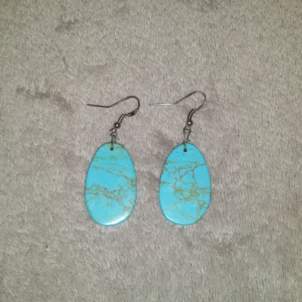 Turquoise slab earrings